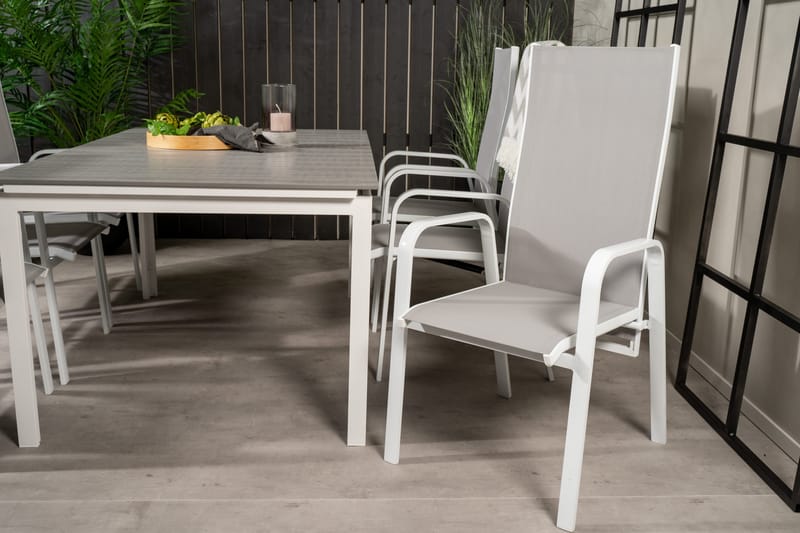 Levels Förlängningsbar Matgrupp Utomhus 160cm + 6 Copacabana Stolar - Vit - Utemöbler - Utegrupp - Matgrupper utomhus