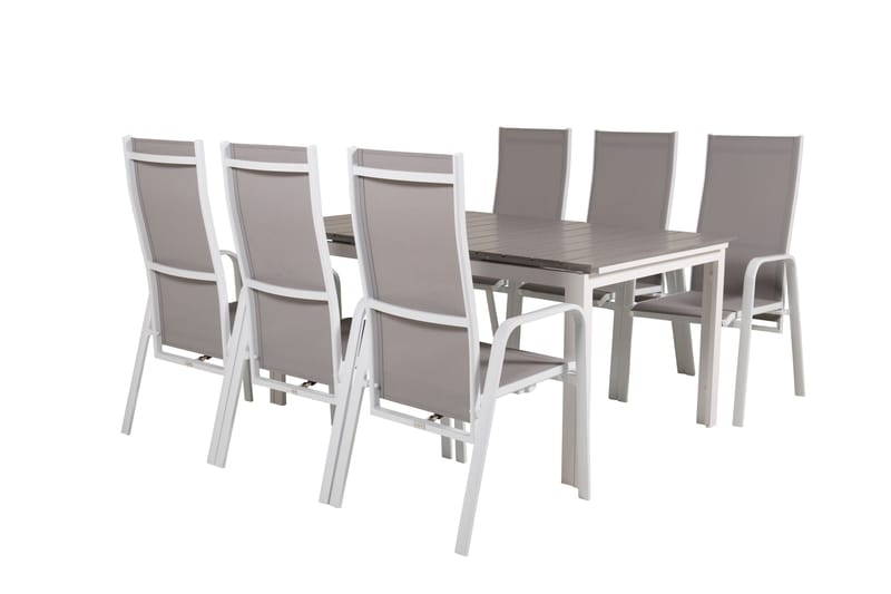 Levels Förlängningsbar Matgrupp Utomhus 160cm + 6 Copacabana Stolar - Vit - Utemöbler - Utegrupp - Matgrupper utomhus