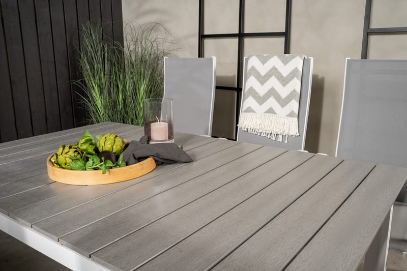 Levels Förlängningsbar Matgrupp Utomhus 160cm + 6 Copacabana Stolar - Vit - Utemöbler - Utegrupp - Matgrupper utomhus