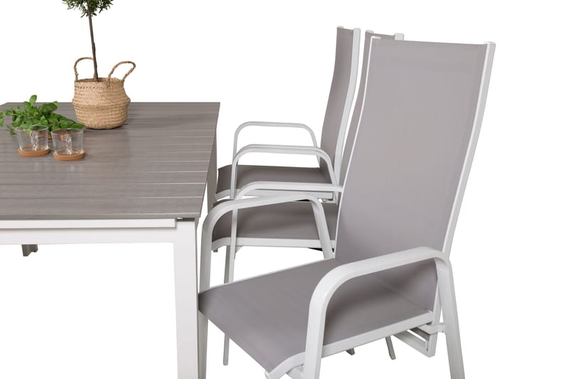 Levels Förlängningsbar Matgrupp Utomhus 160cm + 6 Copacabana Stolar - Vit - Utemöbler - Utegrupp - Matgrupper utomhus