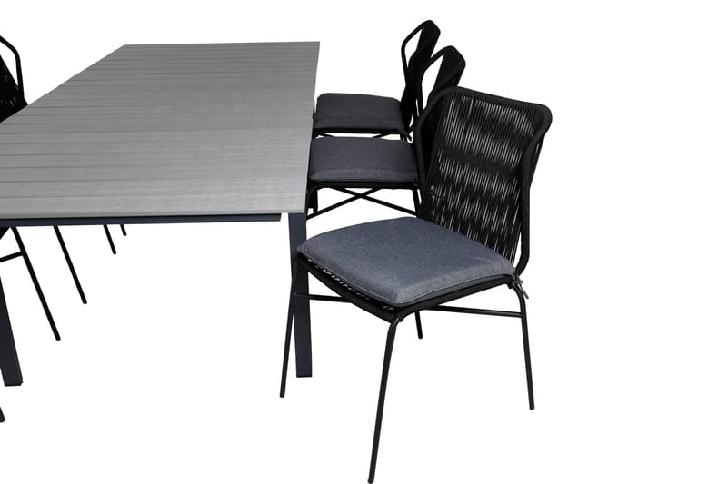 Levels Förlängningsbar Matgrupp Utomhus 160cm + 6 Julian Stolar - Grå/Svart - Utemöbler - Utegrupp - Matgrupper utomhus