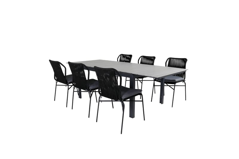 Levels Förlängningsbar Matgrupp Utomhus 160cm + 6 Julian Stolar - Grå/Svart - Utemöbler - Utegrupp - Matgrupper utomhus