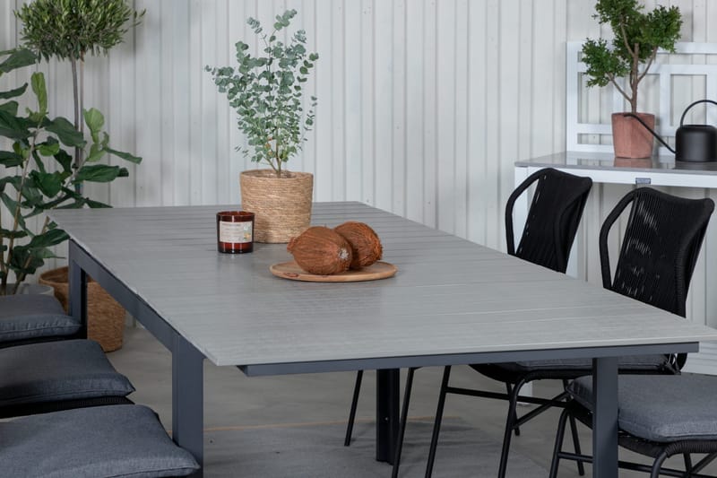 Levels Förlängningsbar Matgrupp Utomhus 160cm + 6 Julian Stolar - Grå/Svart - Utemöbler - Utegrupp - Matgrupper utomhus