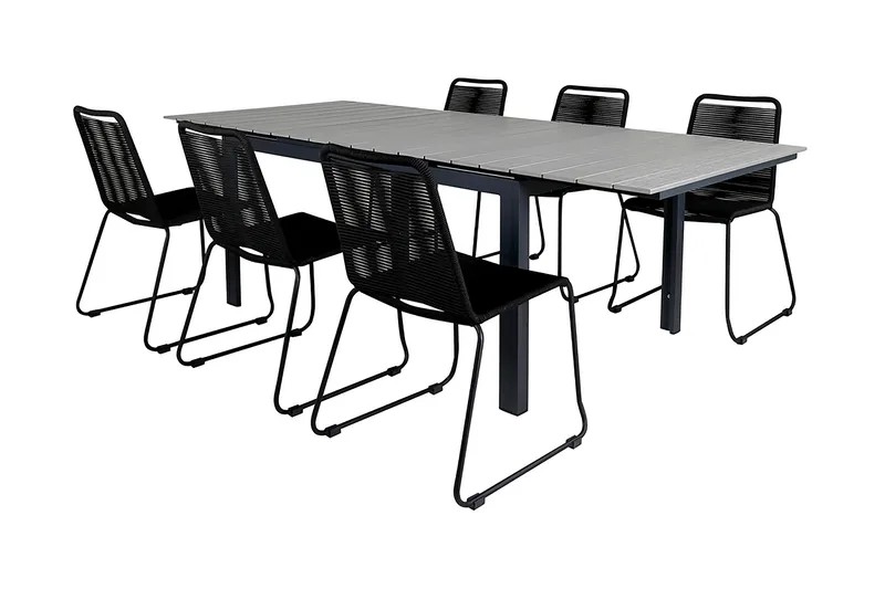 Levels Förlängningsbar Matgrupp Utomhus 160cm + 6 Lindos Stolar - Brun/Vit - Utemöbler - Utegrupp - Matgrupper utomhus