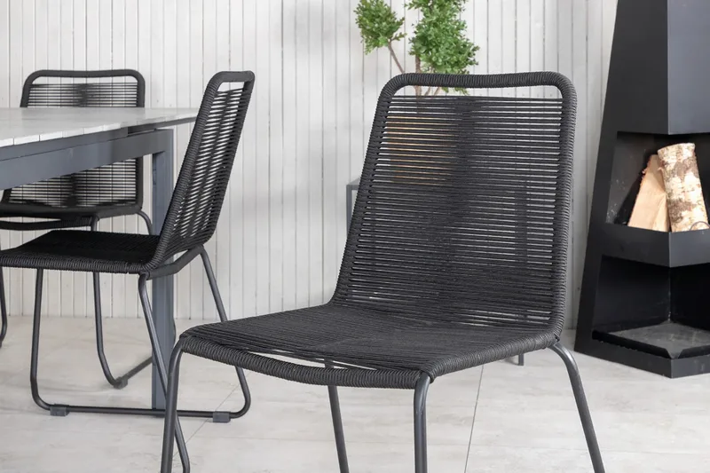 Levels Förlängningsbar Matgrupp Utomhus 160cm + 6 Lindos Stolar - Brun/Vit - Utemöbler - Utegrupp - Matgrupper utomhus