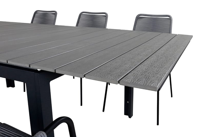 Levels Förlängningsbar Matgrupp Utomhus 160cm + 6 Lindos Stolar - Svart/Natur - Utemöbler - Utegrupp - Matgrupper utomhus