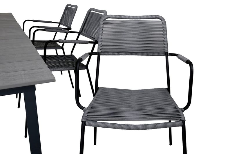 Levels Förlängningsbar Matgrupp Utomhus 160cm + 6 Lindos Stolar - Svart/Natur - Utemöbler - Utegrupp - Matgrupper utomhus