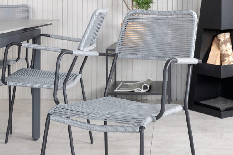 Levels Förlängningsbar Matgrupp Utomhus 160cm + 6 Lindos Stolar - Svart/Natur - Utemöbler - Utegrupp - Matgrupper utomhus