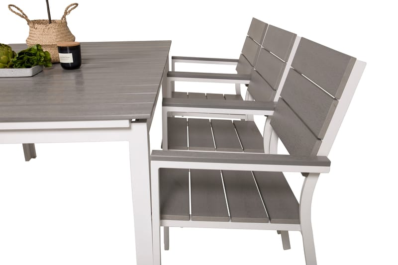 Levels Förlängningsbar Matgrupp Utomhus 160cm + 6 Matstolar - Vit/Grå - Utemöbler - Utegrupp - Matgrupper utomhus