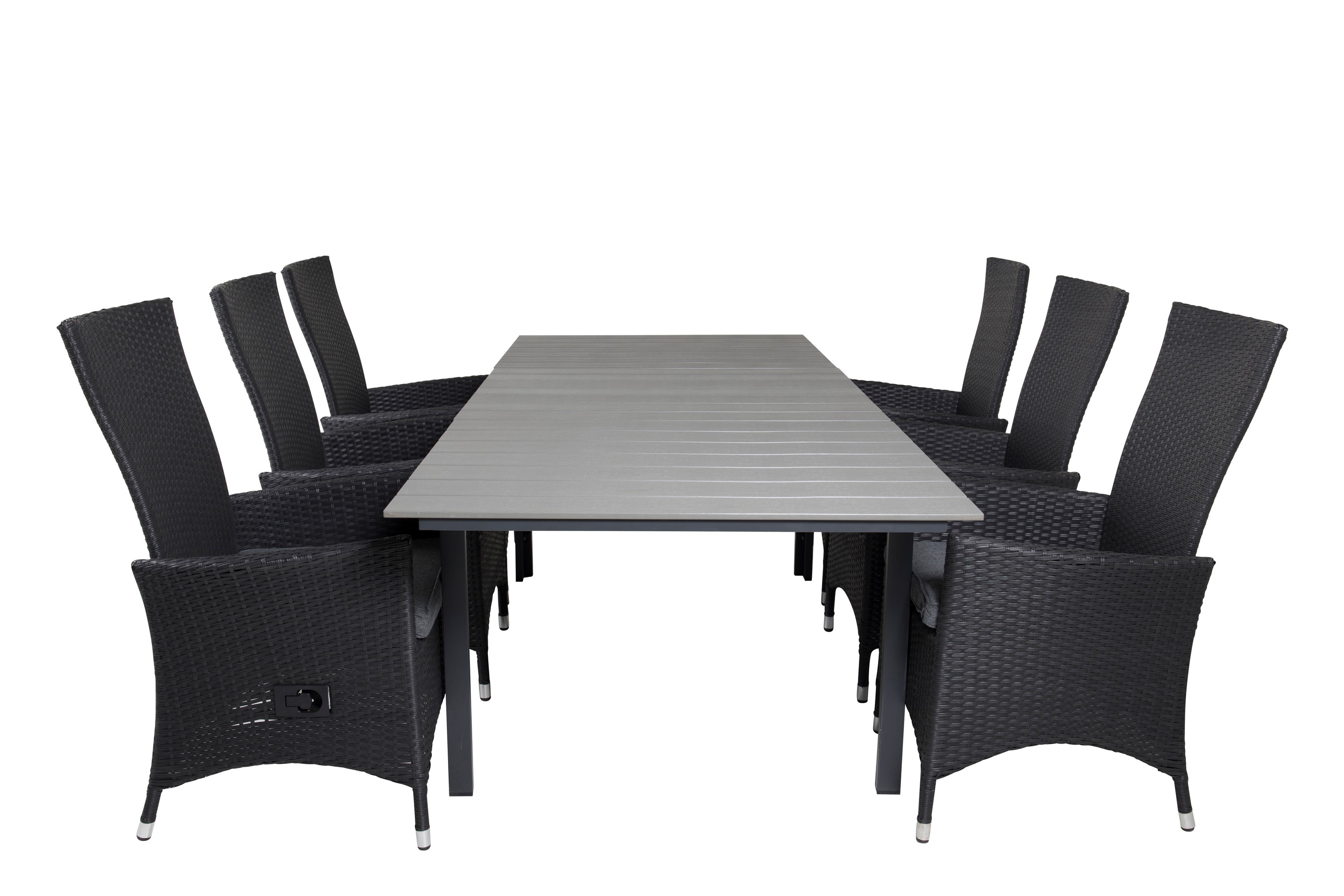 levels förlängningsbar matgrupp utomhus 160cm + 6 padova matstolar - natur