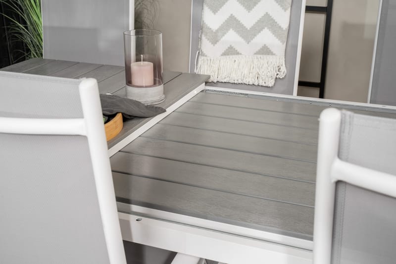 Levels Förlängningsbar Matgrupp Utomhus 160cm + 8 Break Matstolar - Vit/Grå - Utemöbler - Utegrupp - Matgrupper utomhus