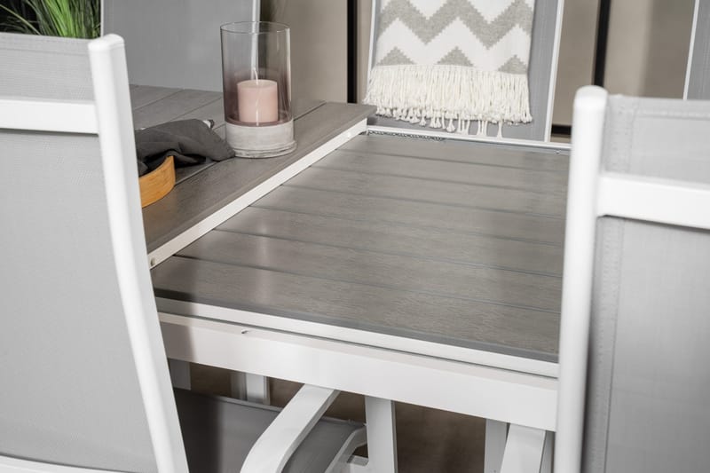 Levels Förlängningsbar Matgrupp Utomhus 160cm + 8 Copacabana Stolar - Vit - Utemöbler - Utegrupp - Matgrupper utomhus