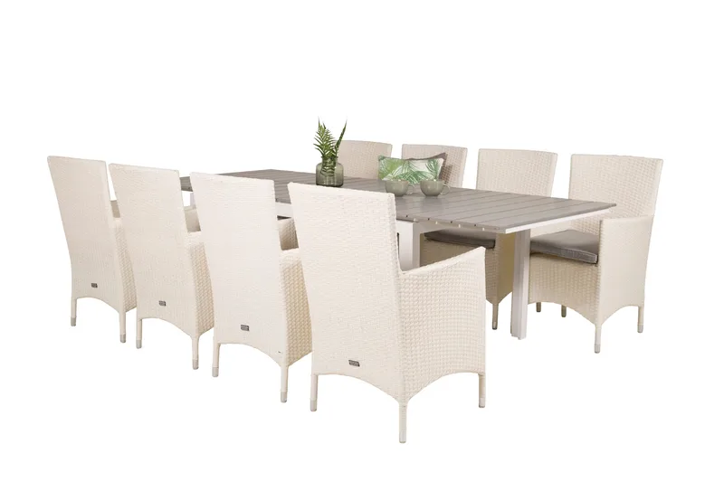 Levels Förlängningsbar Matgrupp Utomhus 160cm + 8 Malin Stolar - Antracit - Utemöbler - Utegrupp - Matgrupper utomhus