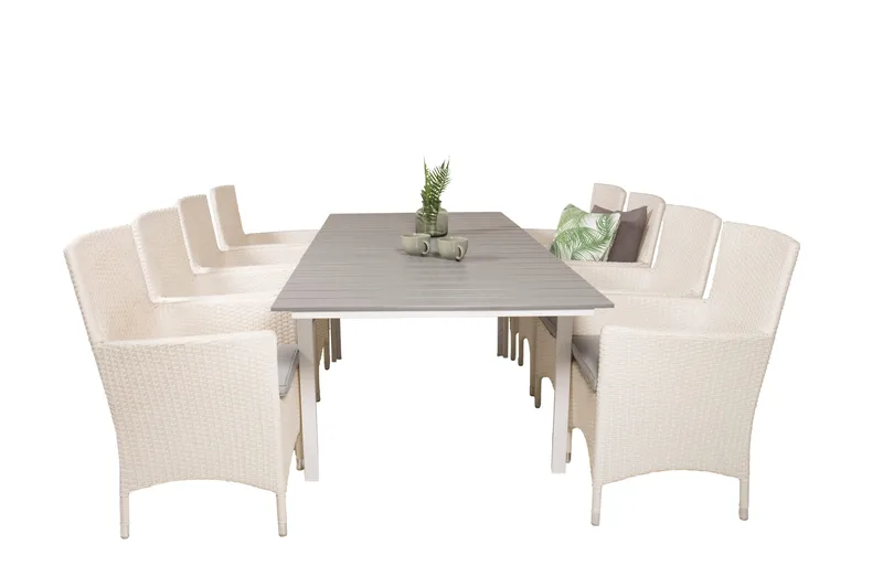 Levels Förlängningsbar Matgrupp Utomhus 160cm + 8 Malin Stolar - Antracit - Utemöbler - Utegrupp - Matgrupper utomhus