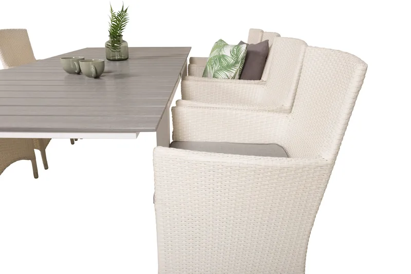 Levels Förlängningsbar Matgrupp Utomhus 160cm + 8 Malin Stolar - Antracit - Utemöbler - Utegrupp - Matgrupper utomhus