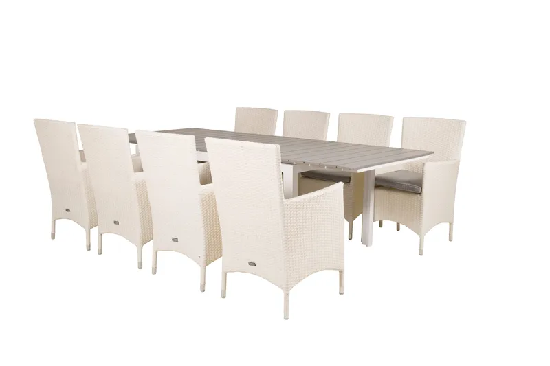 Levels Förlängningsbar Matgrupp Utomhus 160cm + 8 Malin Stolar - Antracit - Utemöbler - Utegrupp - Matgrupper utomhus