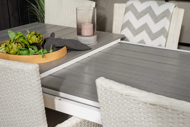 Levels Förlängningsbar Matgrupp Utomhus 160cm + 8 Malin Stolar - Antracit - Utemöbler - Utegrupp - Matgrupper utomhus