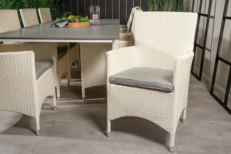 Levels Förlängningsbar Matgrupp Utomhus 160cm + 8 Malin Stolar - Antracit - Utemöbler - Utegrupp - Matgrupper utomhus