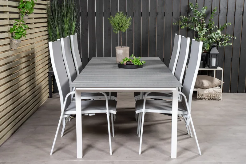 Levels Förlängningsbar Matgrupp Utomhus 224-324 cm + 6 st Copacabana Matstolar - Vit - Utemöbler - Utegrupp - Matgrupper utomhus