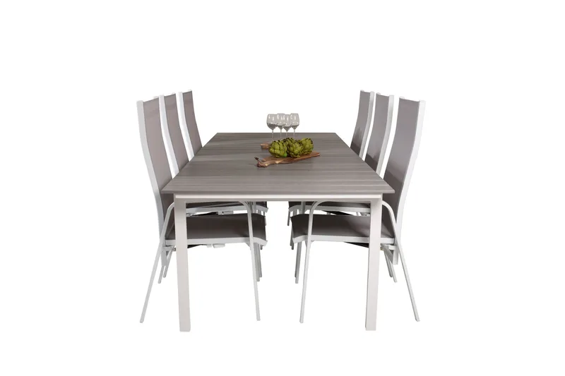 Levels Förlängningsbar Matgrupp Utomhus 224-324 cm + 6 st Copacabana Matstolar, Vit