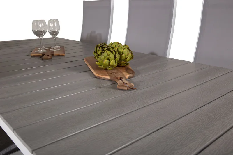 Levels Förlängningsbar Matgrupp Utomhus 224-324 cm + 6 st Copacabana Matstolar - Vit - Utemöbler - Utegrupp - Matgrupper utomhus