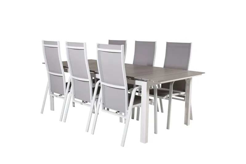 Levels Förlängningsbar Matgrupp Utomhus 224-324 cm + 6 st Copacabana Matstolar - Vit - Utemöbler - Utegrupp - Matgrupper utomhus