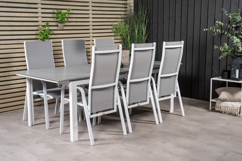 Levels Förlängningsbar Matgrupp Utomhus 224-324 cm + 6 st Copacabana Matstolar - Vit - Utemöbler - Utegrupp - Matgrupper utomhus