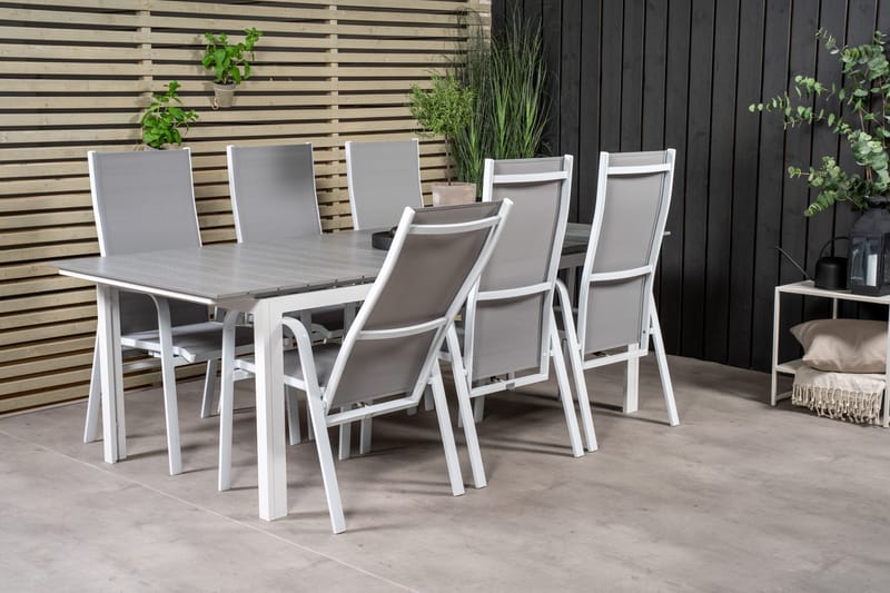 Levels Förlängningsbar Matgrupp Utomhus 224-324 cm + 6 st Copacabana Matstolar - Vit - Utemöbler - Utegrupp - Matgrupper utomhus
