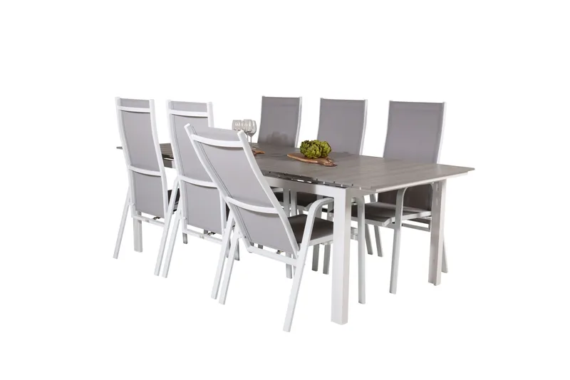 Levels Förlängningsbar Matgrupp Utomhus 224-324 cm + 6 st Copacabana Matstolar - Vit - Utemöbler - Utegrupp - Matgrupper utomhus