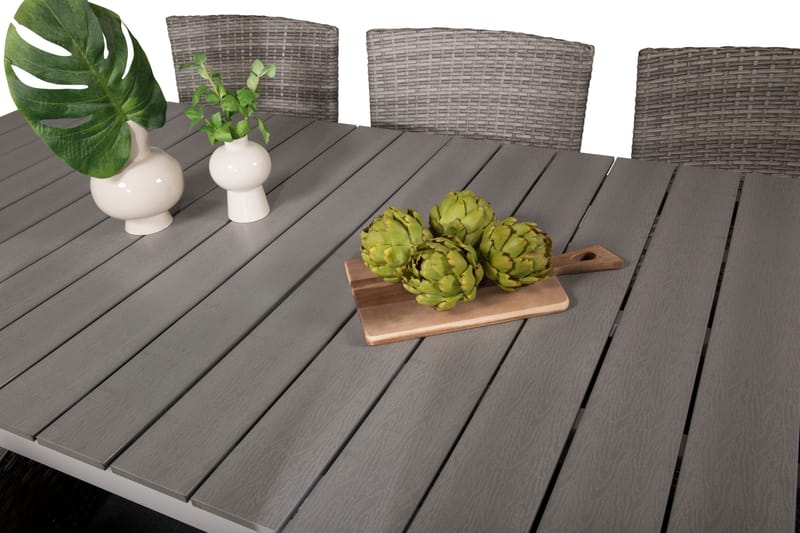 Levels Förlängningsbar Matgrupp Utomhus 224-324 cm + 6 st Malin Utefåtölj - Grå - Utemöbler - Utegrupp - Matgrupper utomhus