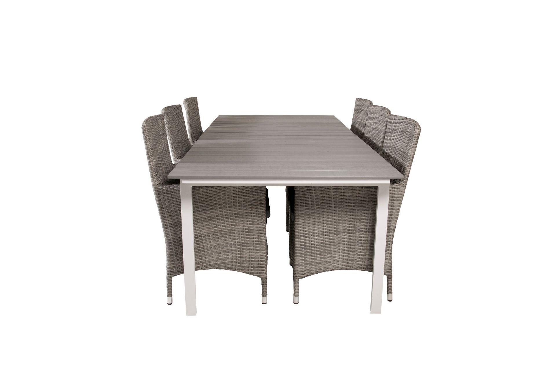 levels förlängningsbar matgrupp utomhus 224-324 cm + 6 st malin utefåtölj - grå