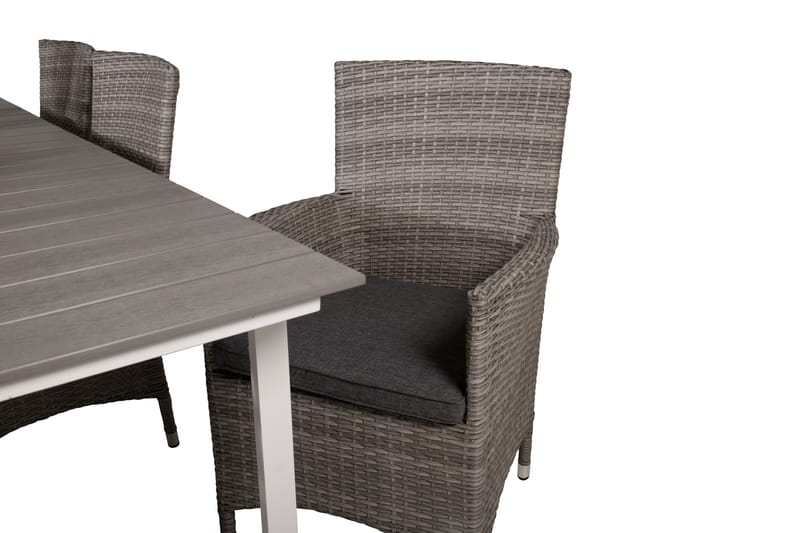 Levels Förlängningsbar Matgrupp Utomhus 224-324 cm + 6 st Malin Utefåtölj - Grå - Utemöbler - Utegrupp - Matgrupper utomhus
