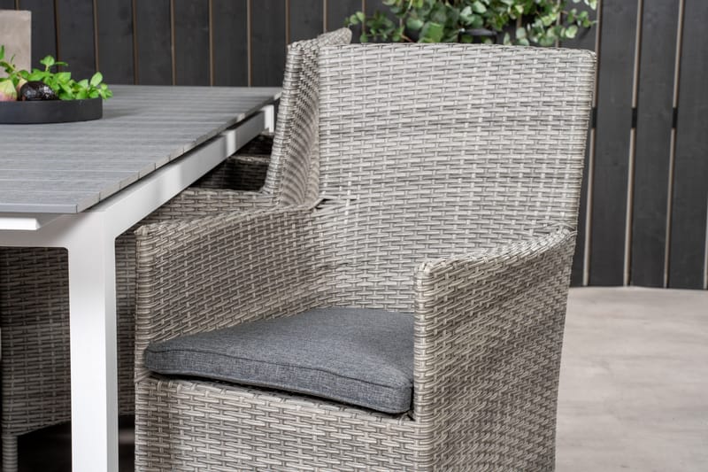 Levels Förlängningsbar Matgrupp Utomhus 224-324 cm + 6 st Malin Utefåtölj - Grå - Utemöbler - Utegrupp - Matgrupper utomhus