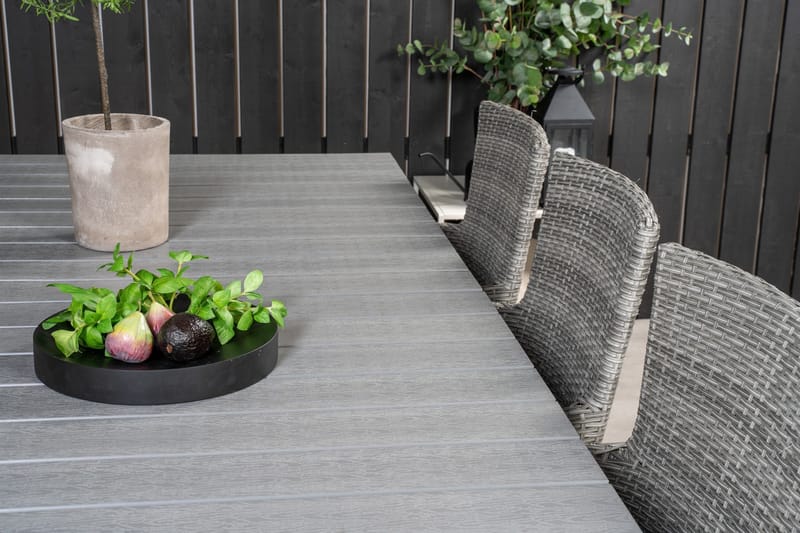 Levels Förlängningsbar Matgrupp Utomhus 224-324 cm + 6 st Malin Utefåtölj - Grå - Utemöbler - Utegrupp - Matgrupper utomhus