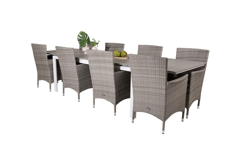 Levels Förlängningsbar Matgrupp Utomhus 224-324 cm + 8 st Malin Utefåtölj - Grå - Utemöbler - Utegrupp - Matgrupper utomhus