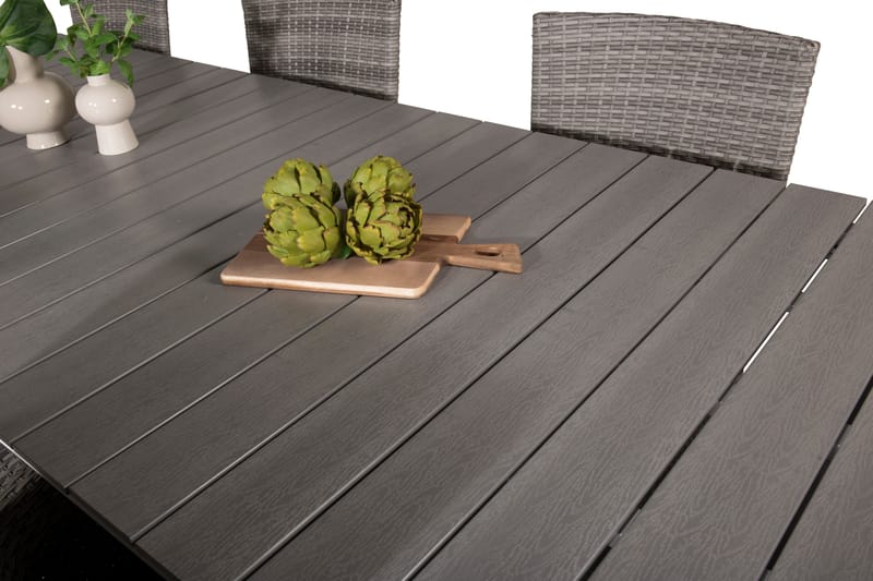 Levels Förlängningsbar Matgrupp Utomhus 224-324 cm + 8 st Malin Utefåtölj - Grå - Utemöbler - Utegrupp - Matgrupper utomhus