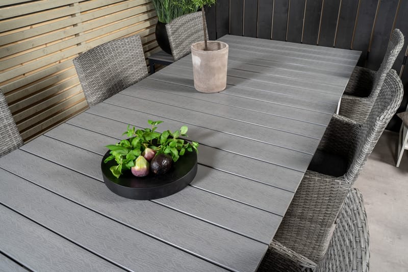 Levels Förlängningsbar Matgrupp Utomhus 224-324 cm + 8 st Malin Utefåtölj - Grå - Utemöbler - Utegrupp - Matgrupper utomhus