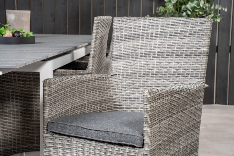 Levels Förlängningsbar Matgrupp Utomhus 224-324 cm + 8 st Malin Utefåtölj - Grå - Utemöbler - Utegrupp - Matgrupper utomhus