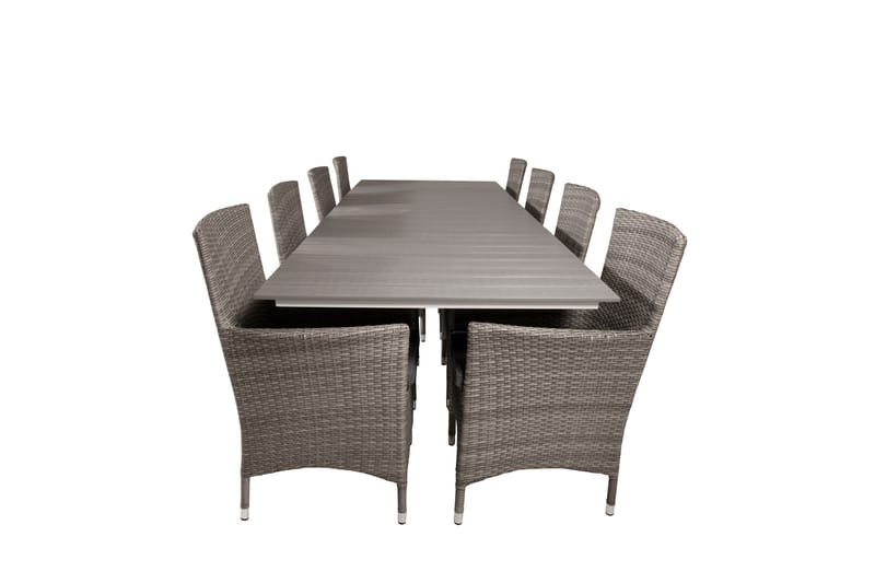 Levels Förlängningsbar Matgrupp Utomhus 224-324 cm + 8 st Malin Utefåtölj - Grå - Utemöbler - Utegrupp - Matgrupper utomhus