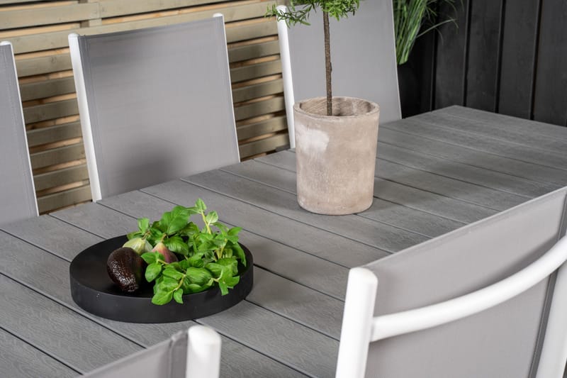 Levels Förlängningsbar Matgrupp Utomhus 224cm + 10 Break Stolar - Grå/Vit - Utemöbler - Utegrupp - Matgrupper utomhus