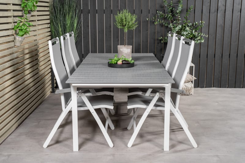 Levels Förlängningsbar Matgrupp Utomhus 224cm + 6 Albany Stolar - Grå/Vit - Utemöbler - Utegrupp - Matgrupper utomhus