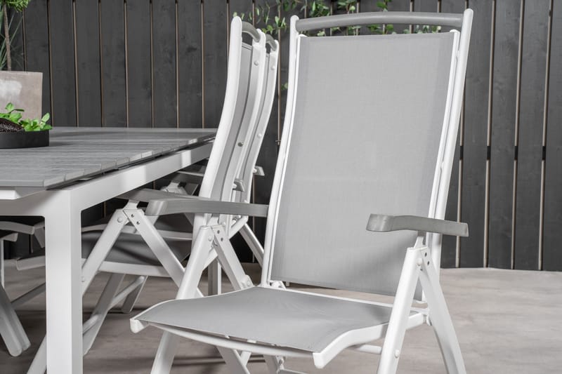 Levels Förlängningsbar Matgrupp Utomhus 224cm + 6 Albany Stolar - Grå/Vit - Utemöbler - Utegrupp - Matgrupper utomhus