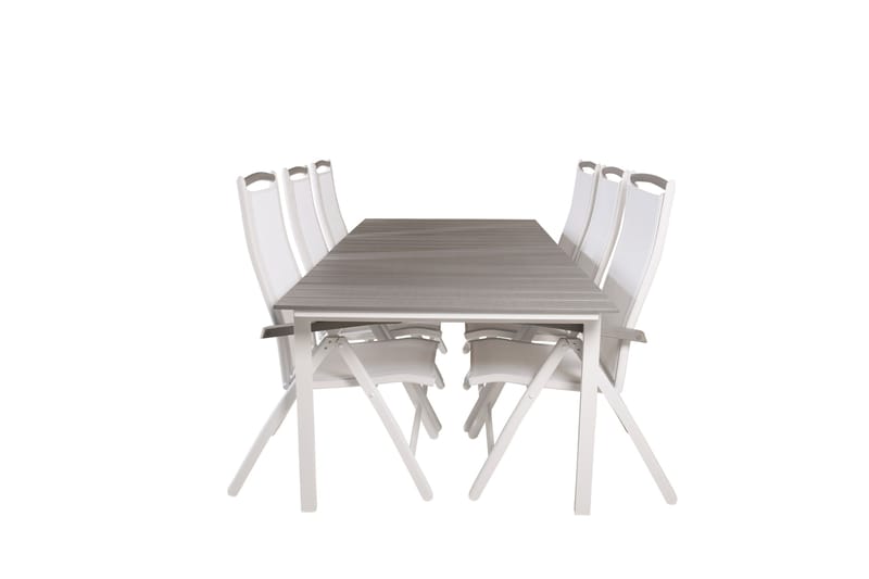 Levels Förlängningsbar Matgrupp Utomhus 224cm + 6 Albany Stolar, Grå/Vit