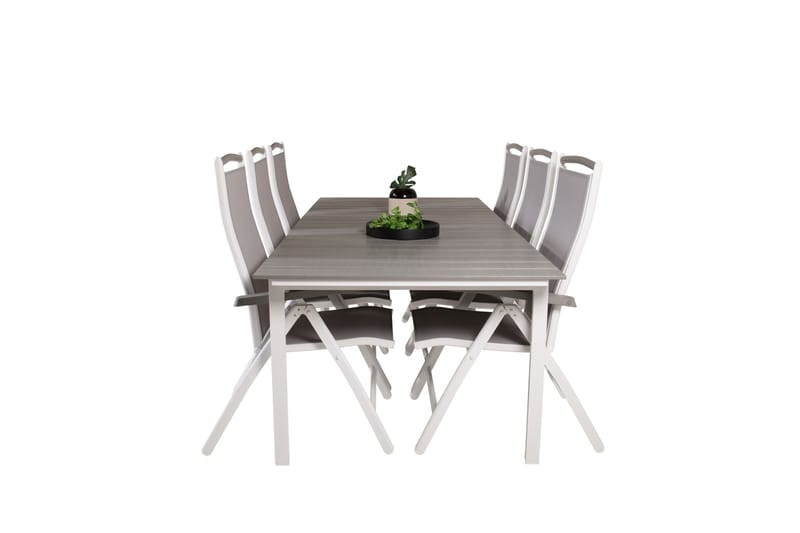 Levels Förlängningsbar Matgrupp Utomhus 224cm + 6 Albany Stolar - Grå/Vit - Utemöbler - Utegrupp - Matgrupper utomhus