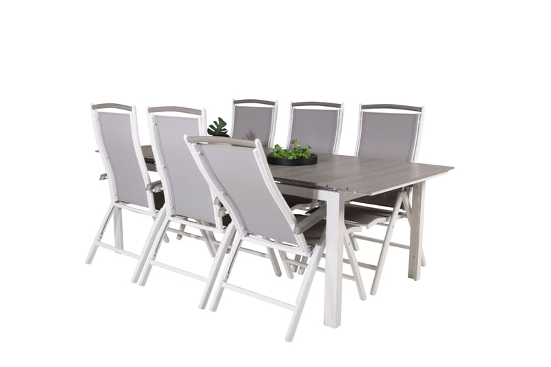 Levels Förlängningsbar Matgrupp Utomhus 224cm + 6 Albany Stolar - Grå/Vit - Utemöbler - Utegrupp - Matgrupper utomhus