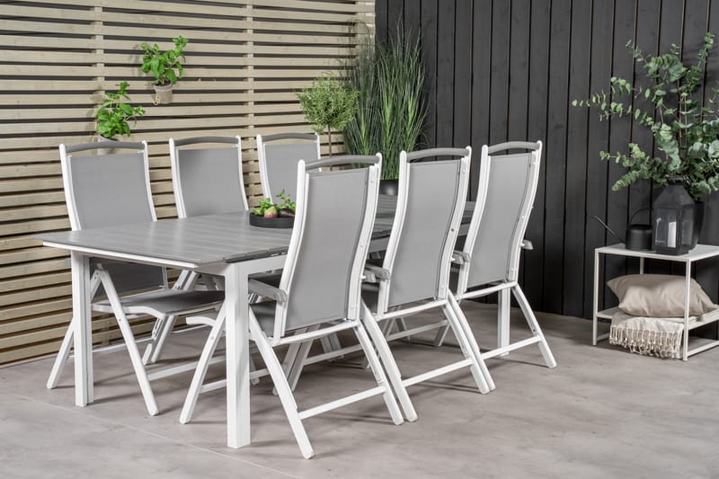 Levels Förlängningsbar Matgrupp Utomhus 224cm + 6 Albany Stolar - Grå/Vit - Utemöbler - Utegrupp - Matgrupper utomhus
