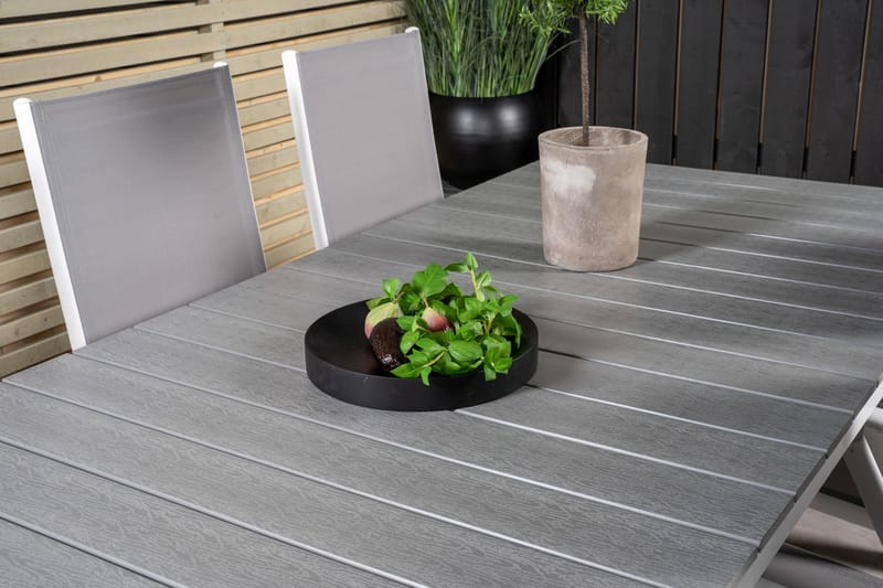 Levels Förlängningsbar Matgrupp Utomhus 224cm + 6 Break Matstolar - Grå/Vit - Utemöbler - Utegrupp - Matgrupper utomhus