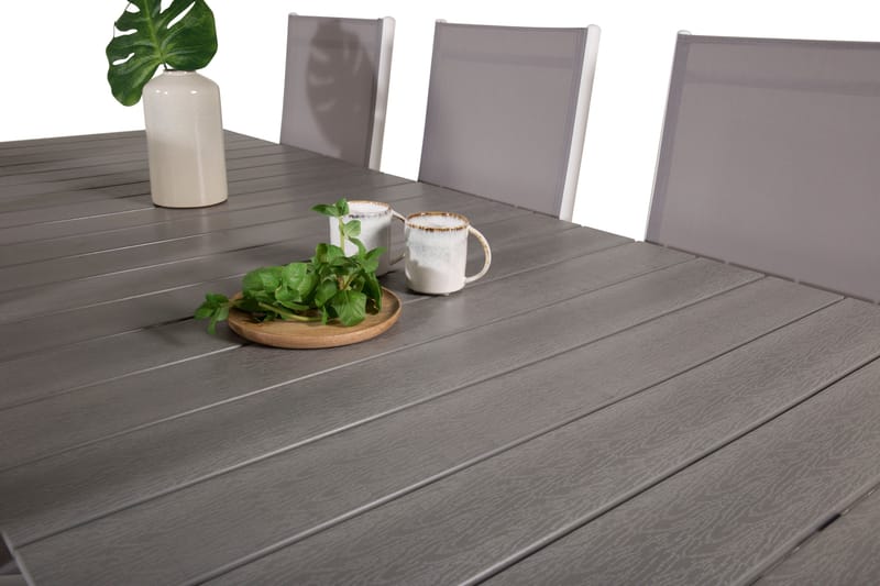 Levels Förlängningsbar Matgrupp Utomhus 224cm + 6 Break Matstolar - Grå/Vit - Utemöbler - Utegrupp - Matgrupper utomhus