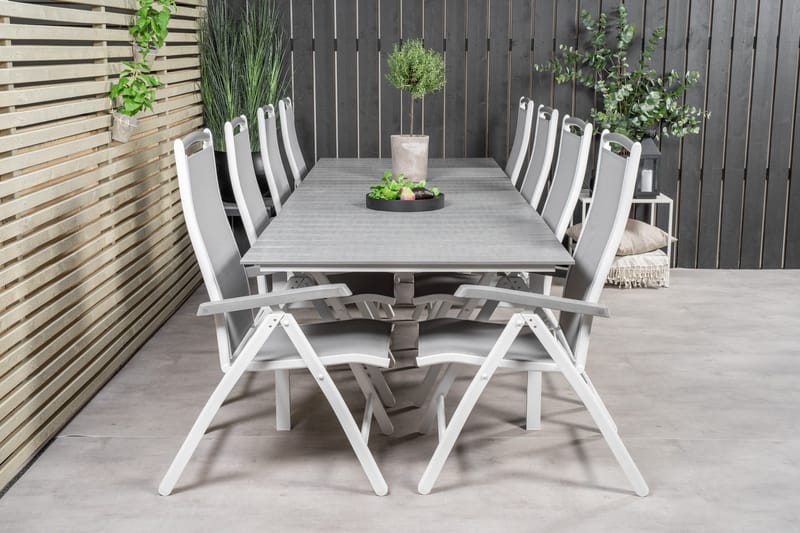 Levels Förlängningsbar Matgrupp Utomhus 224cm + 8 Albany Stolar - Grå/Vit - Utemöbler - Utegrupp - Matgrupper utomhus