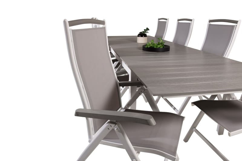 Levels Förlängningsbar Matgrupp Utomhus 224cm + 8 Albany Stolar - Grå/Vit - Utemöbler - Utegrupp - Matgrupper utomhus